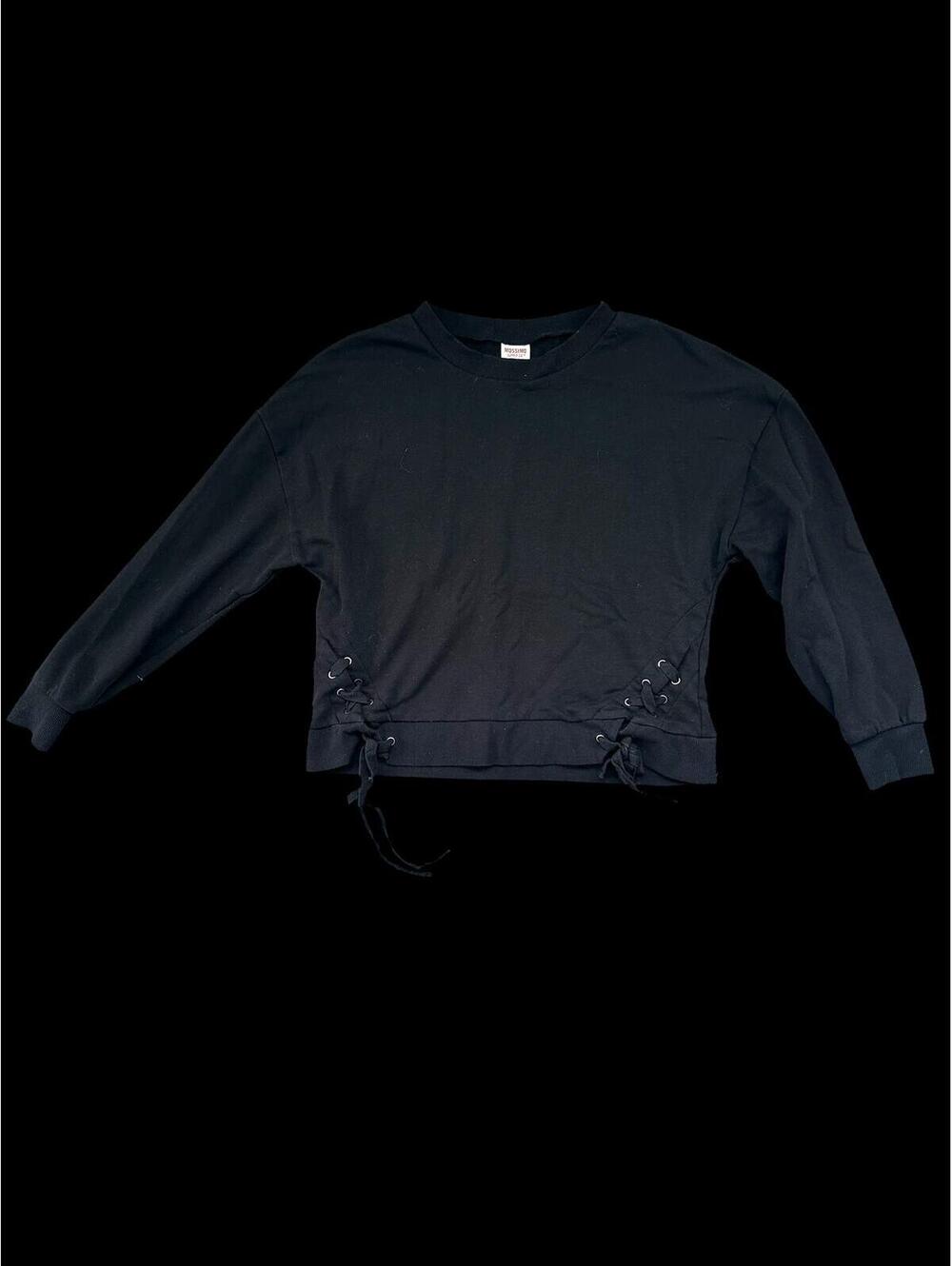Essential Boxy Black Crewneck Sweatshirt